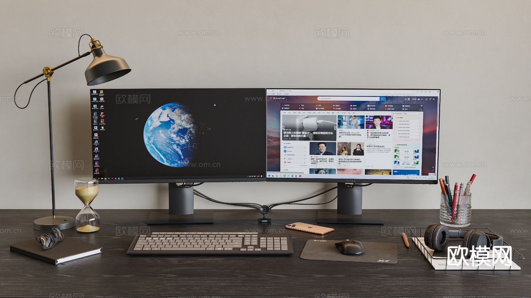 台式电脑 键盘鼠标 办公用品su模型下载（渲染图2）