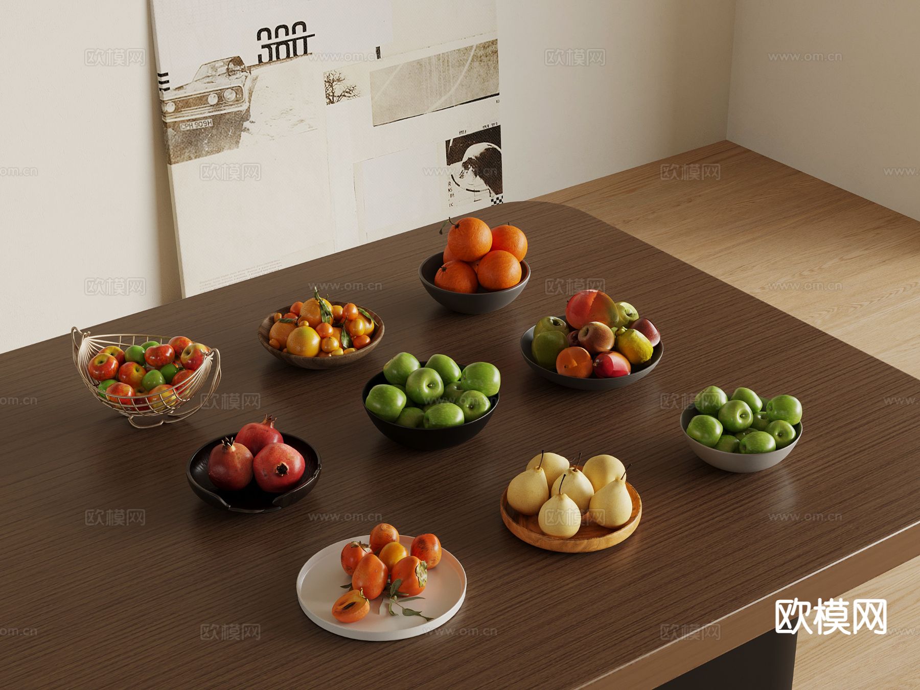 水果 果盘 水果托盘 香蕉su模型下载（渲染图2）