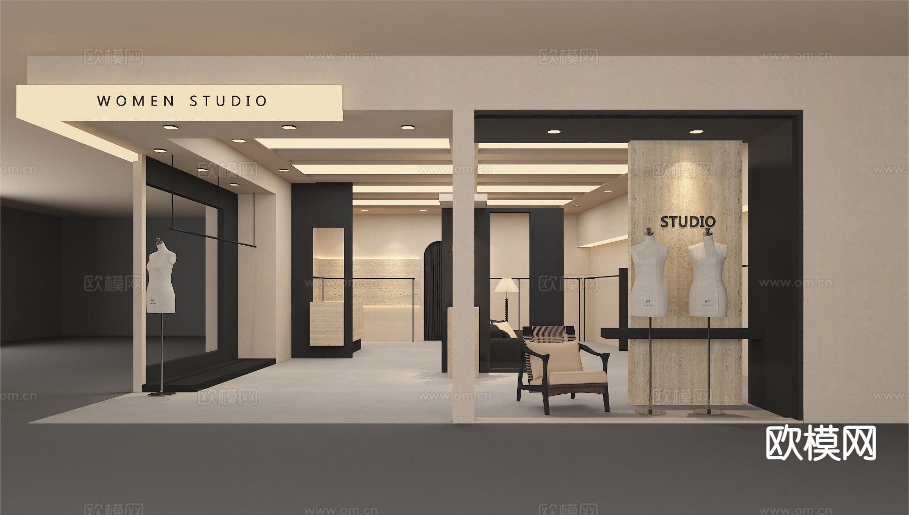 原木服装店3d模型下载（渲染图1）