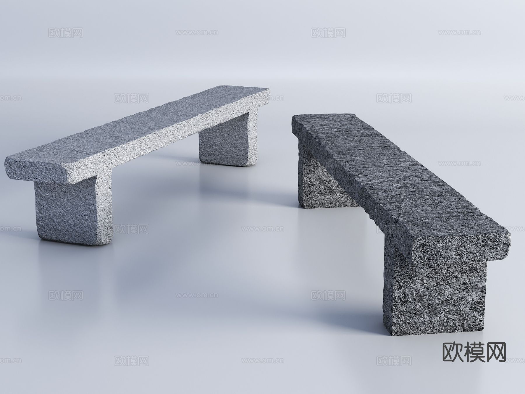 户外椅 石凳 条石凳su模型下载（渲染图2）