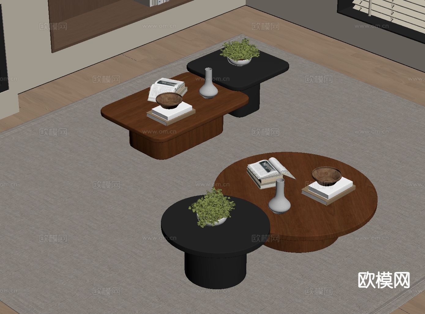 中古风茶几su模型下载（渲染图1）