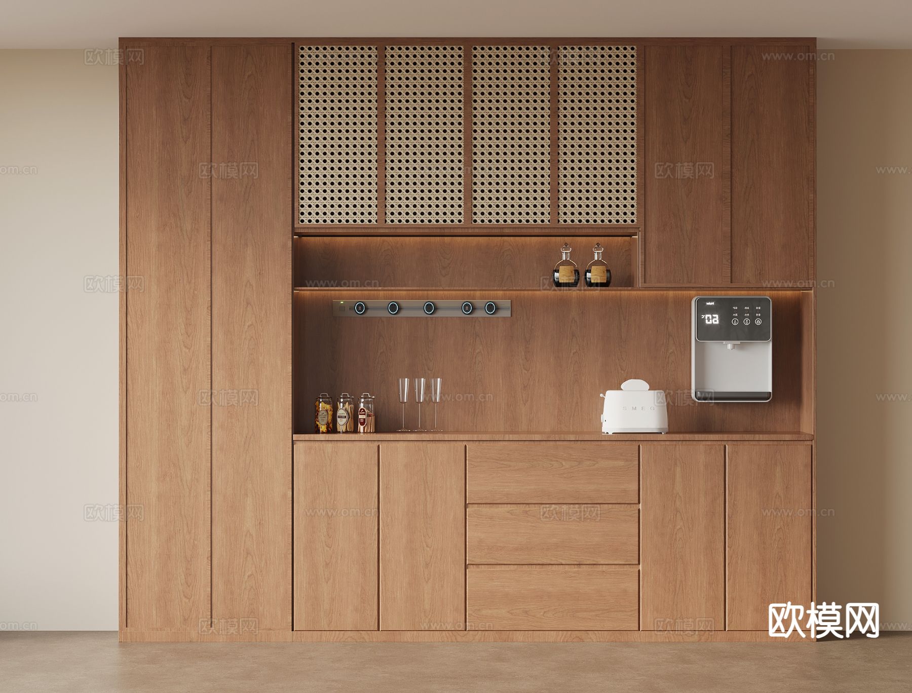 中古风酒柜 餐边柜su模型下载（渲染图2）
