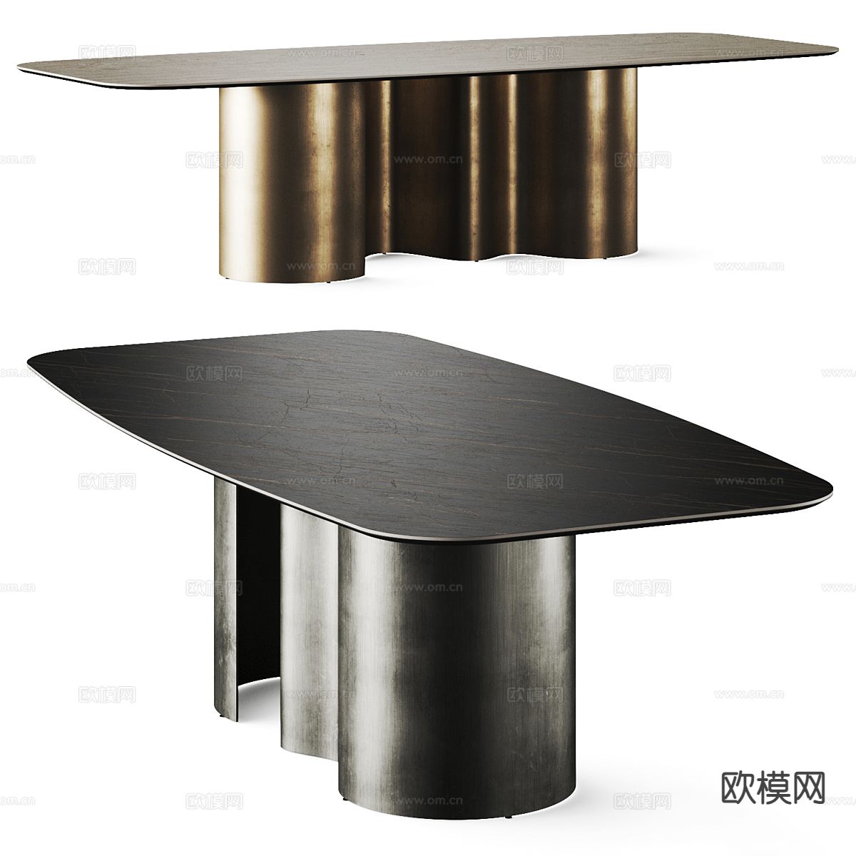 Cattelan 现代餐桌 金属餐桌su模型下载（渲染图2）