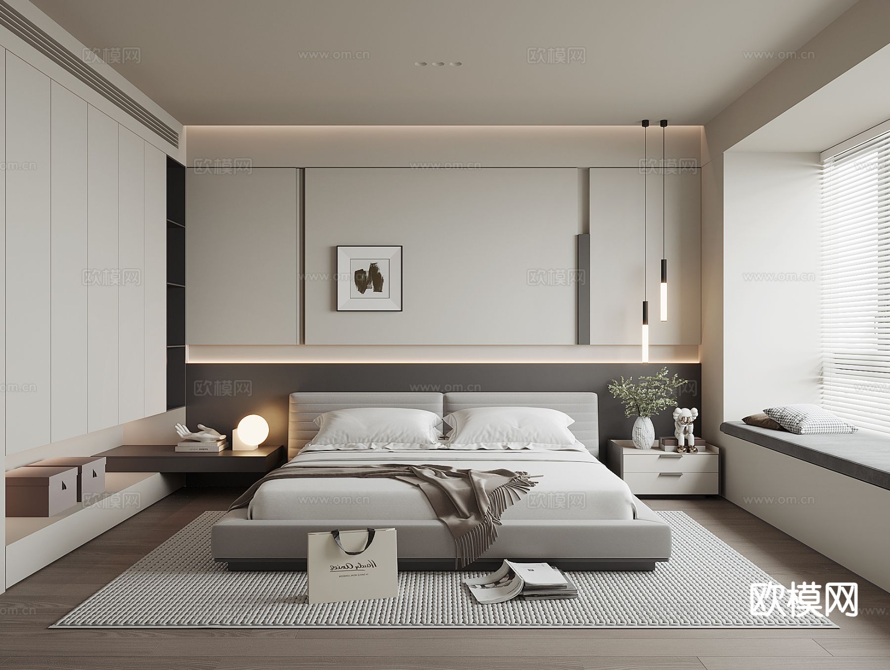 现代家居卧室 主卧su模型下载（渲染图2）