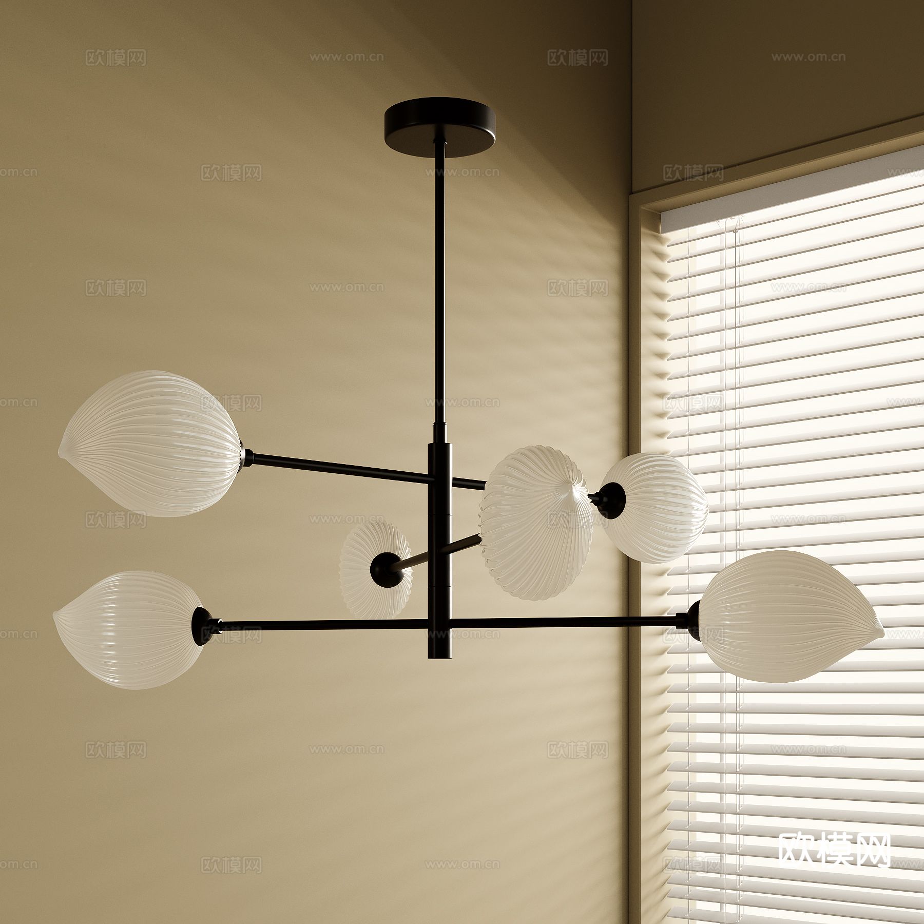 中古风吊灯 多头吊灯3d模型下载