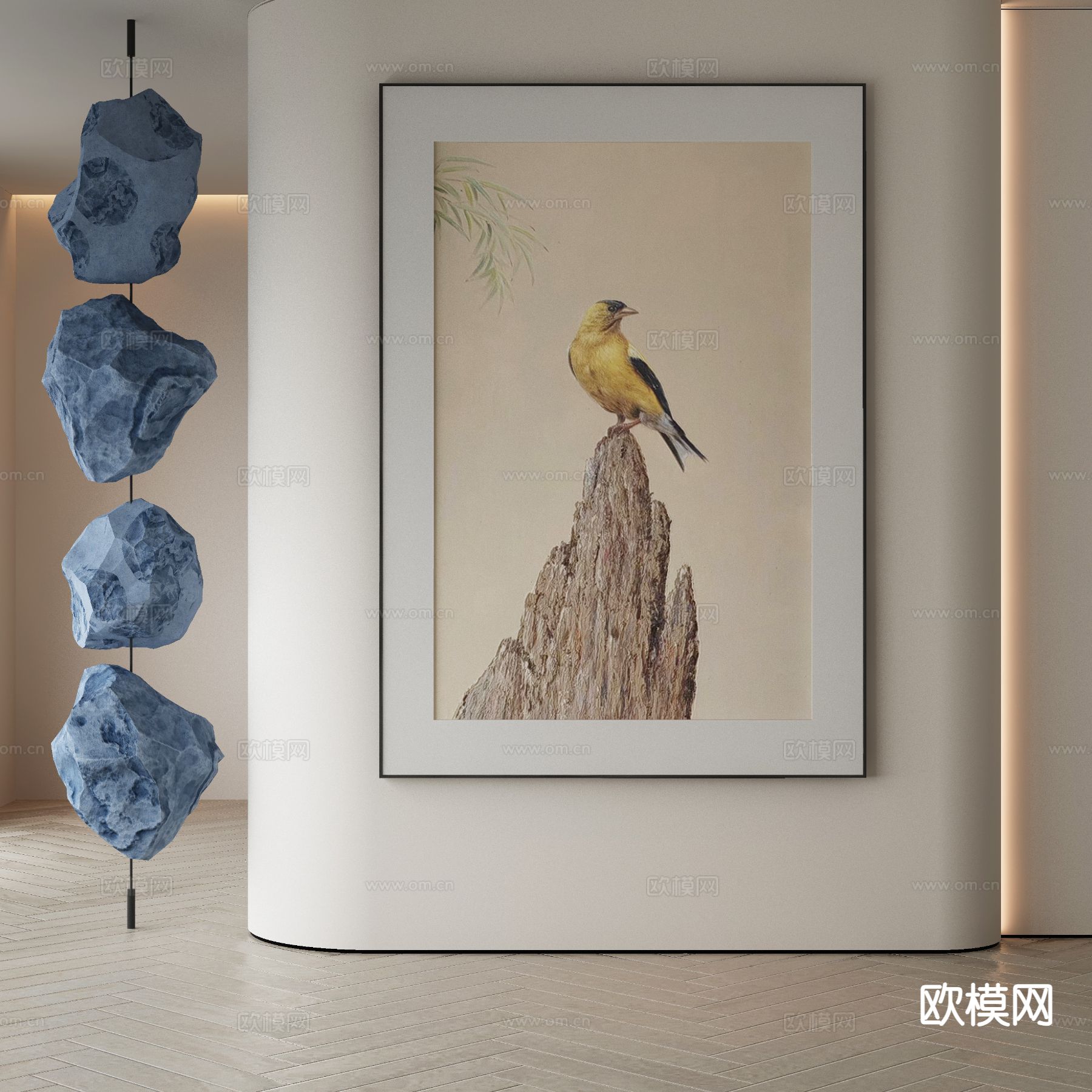 现代装饰画 花鸟画 油画3d模型