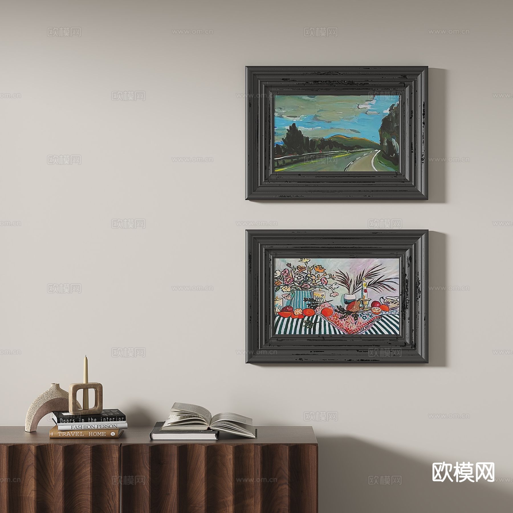 简欧油画 组合画 装饰画3d模型