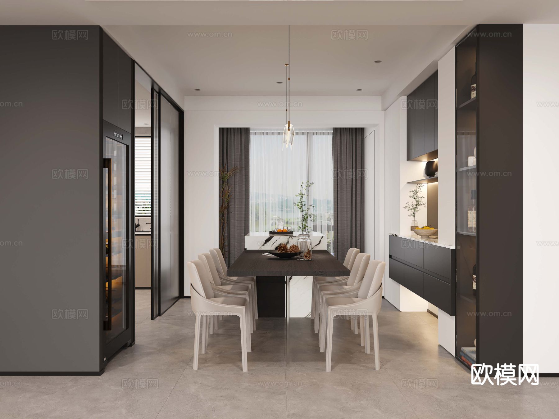 轻奢客餐厅3d模型下载（渲染图4）