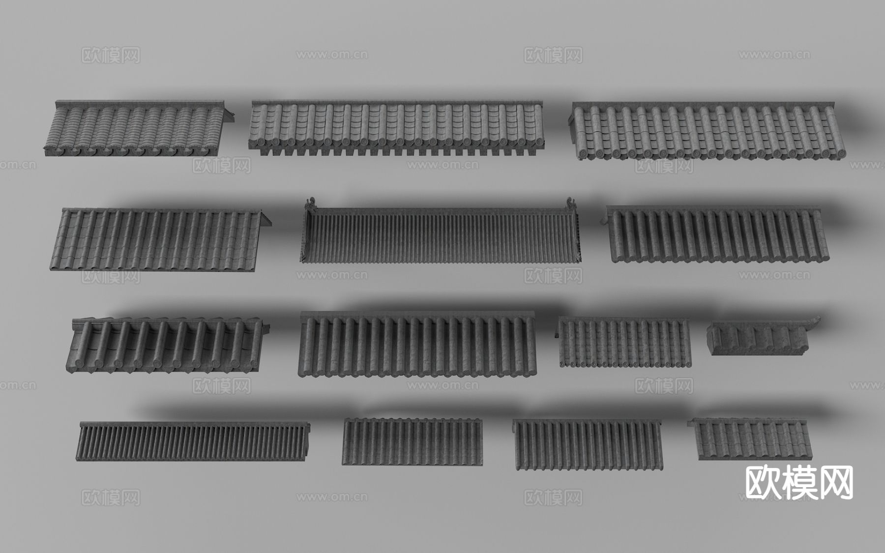 中式屋檐 瓦片 房檐 房顶3d模型