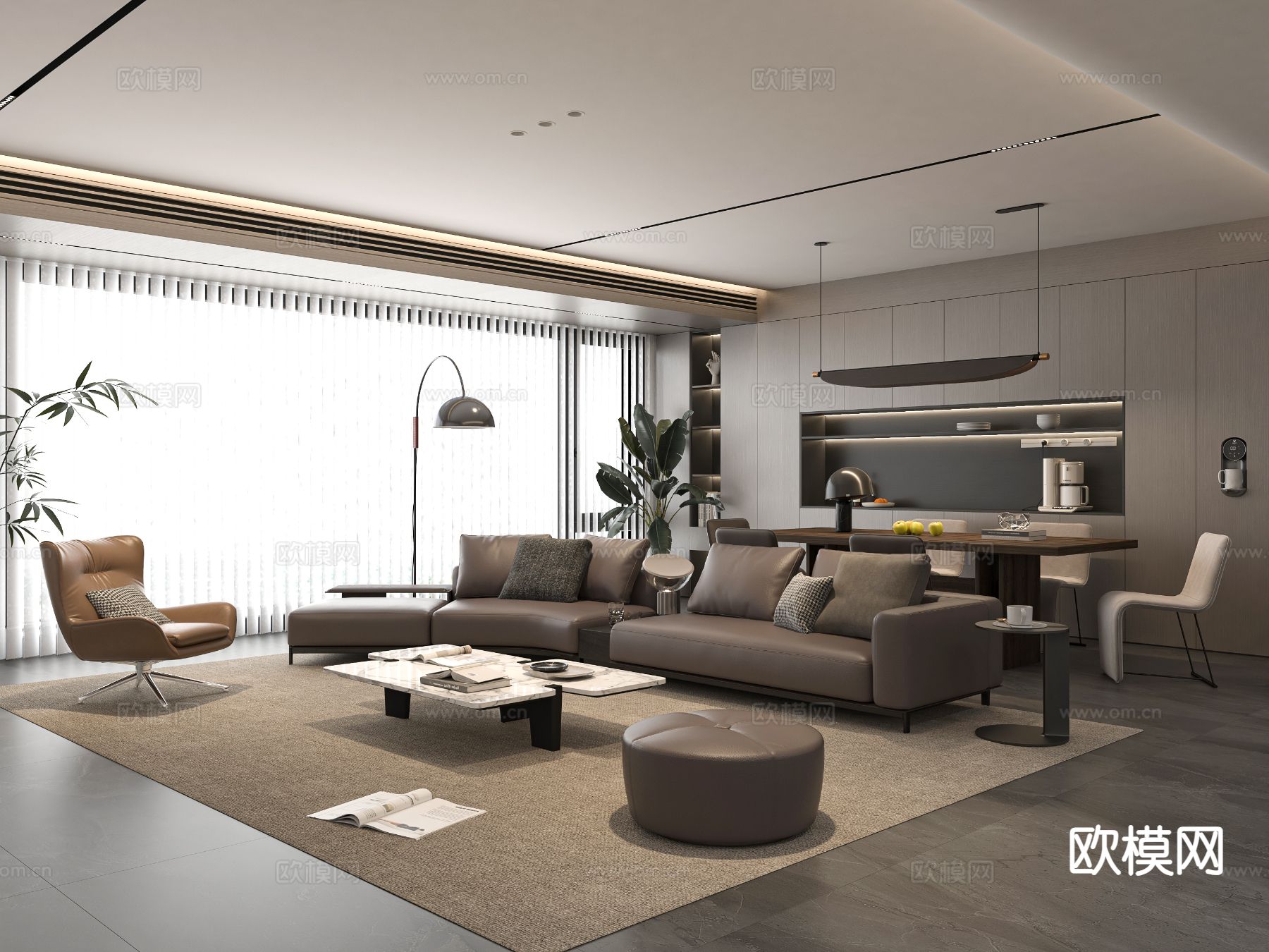 意式客餐厅3d模型下载