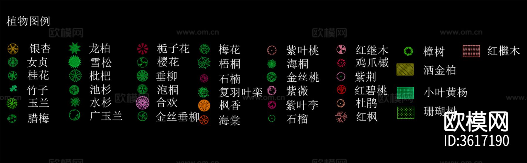 游园种植设计cad平面图下载（渲染图2）