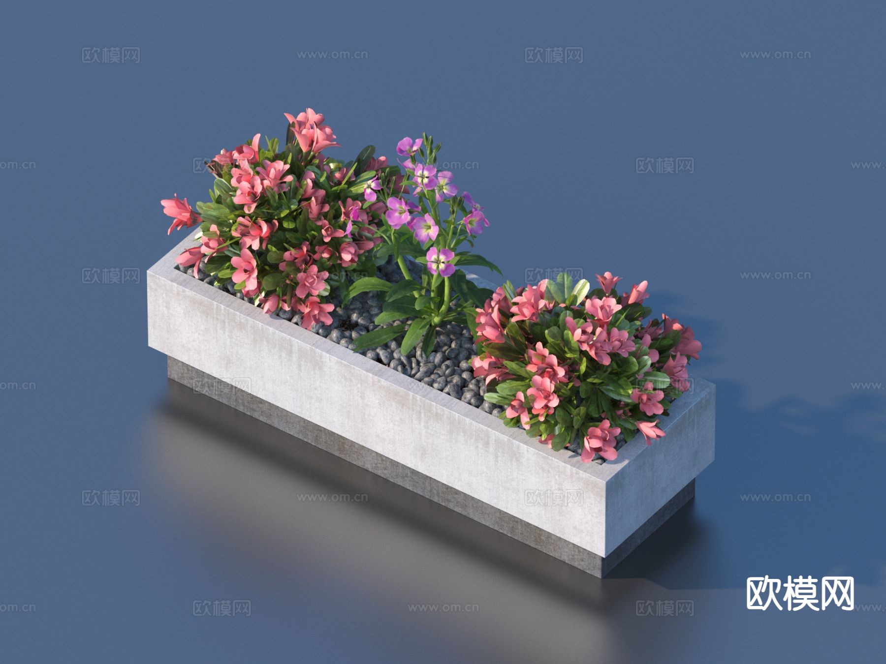 户外花箱 花坛 花槽 花草3d模型