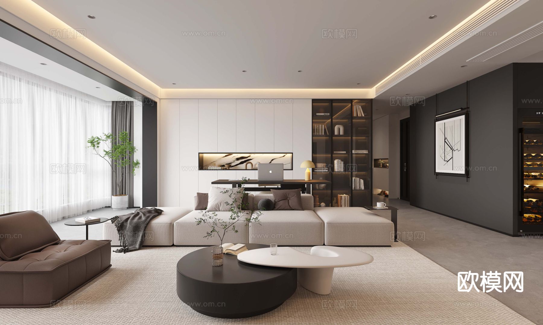 轻奢客餐厅3d模型下载（渲染图1）