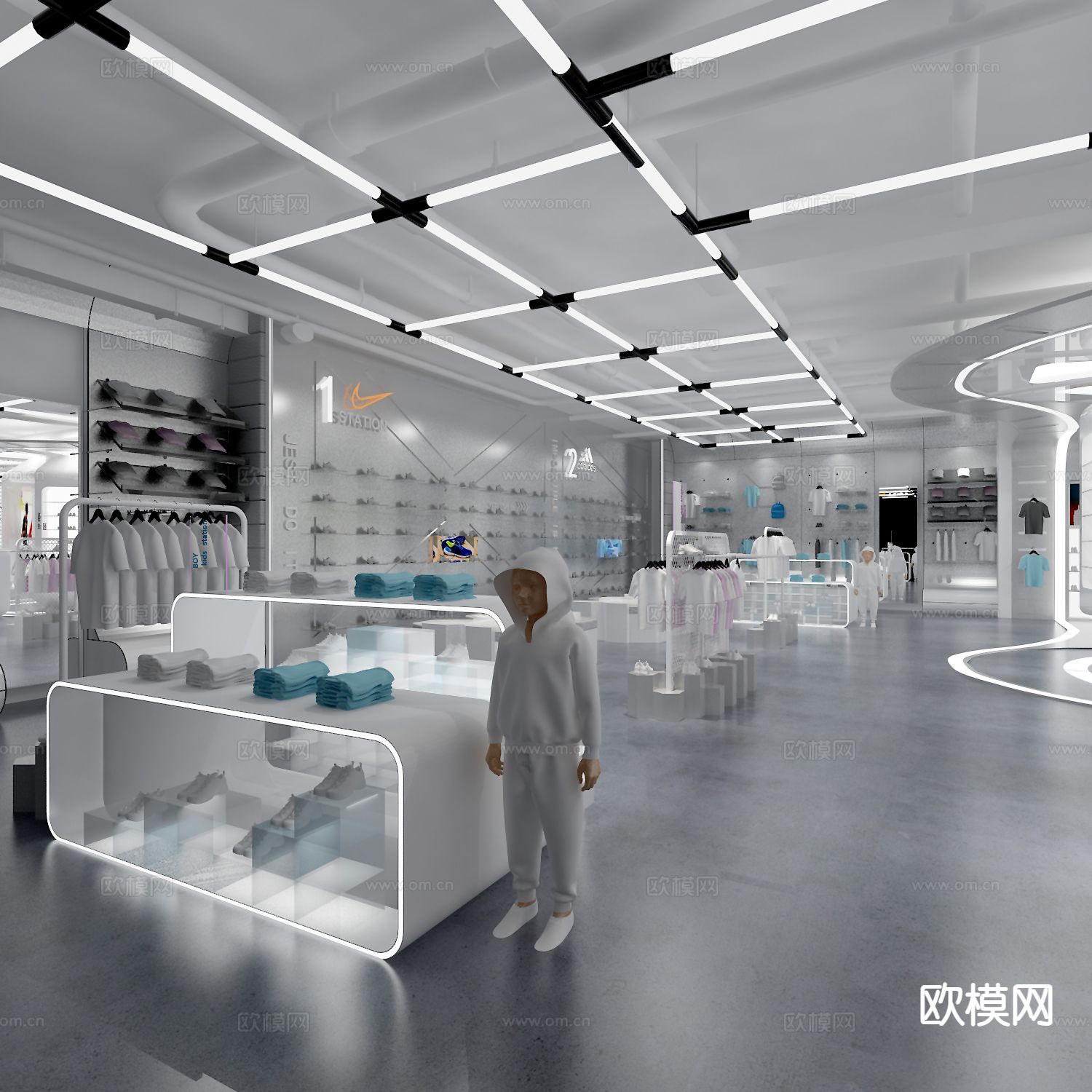 现代服装店 潮牌店3d模型