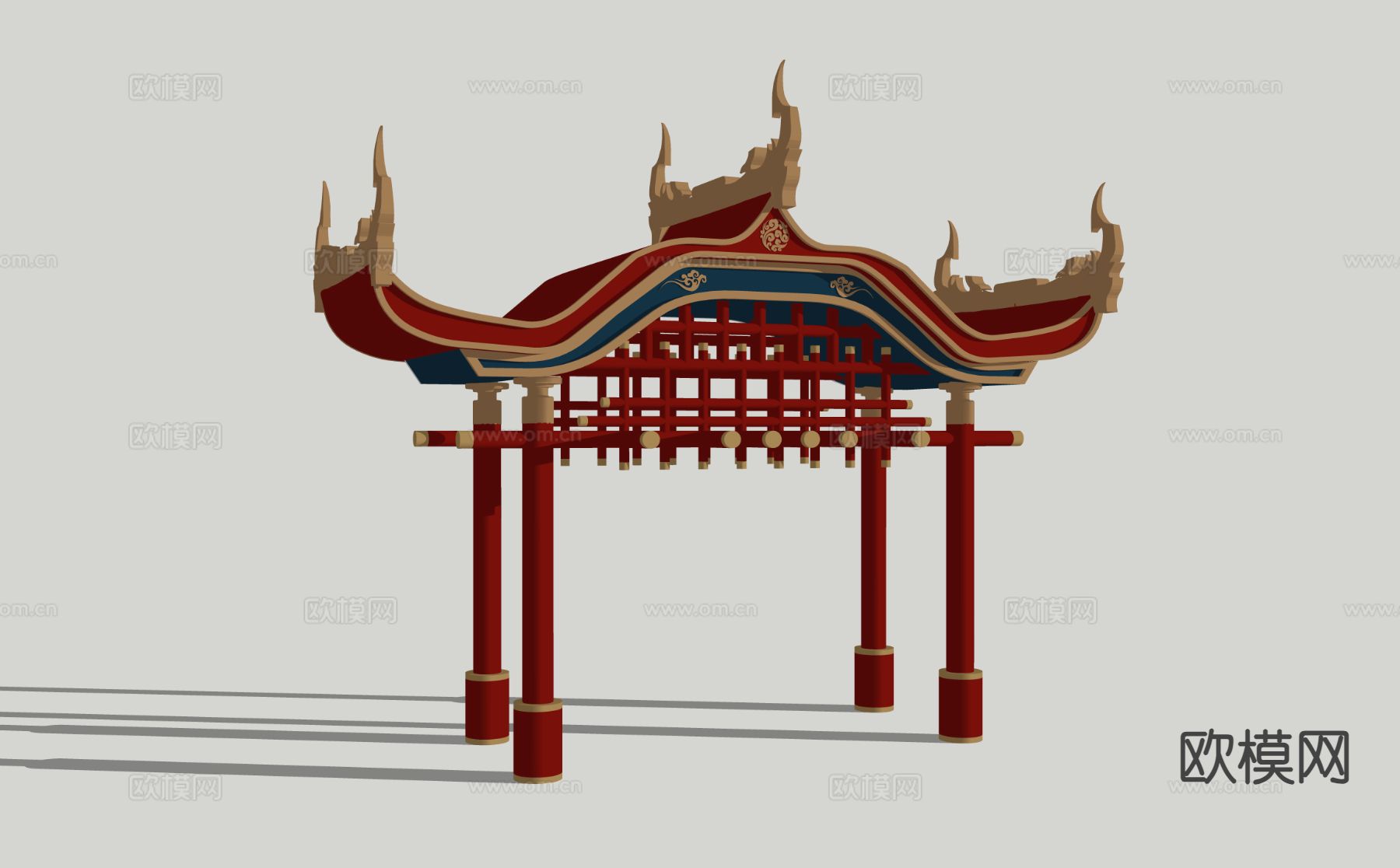 新中式古建牌坊 国潮入口 牌楼 门楼3d模型