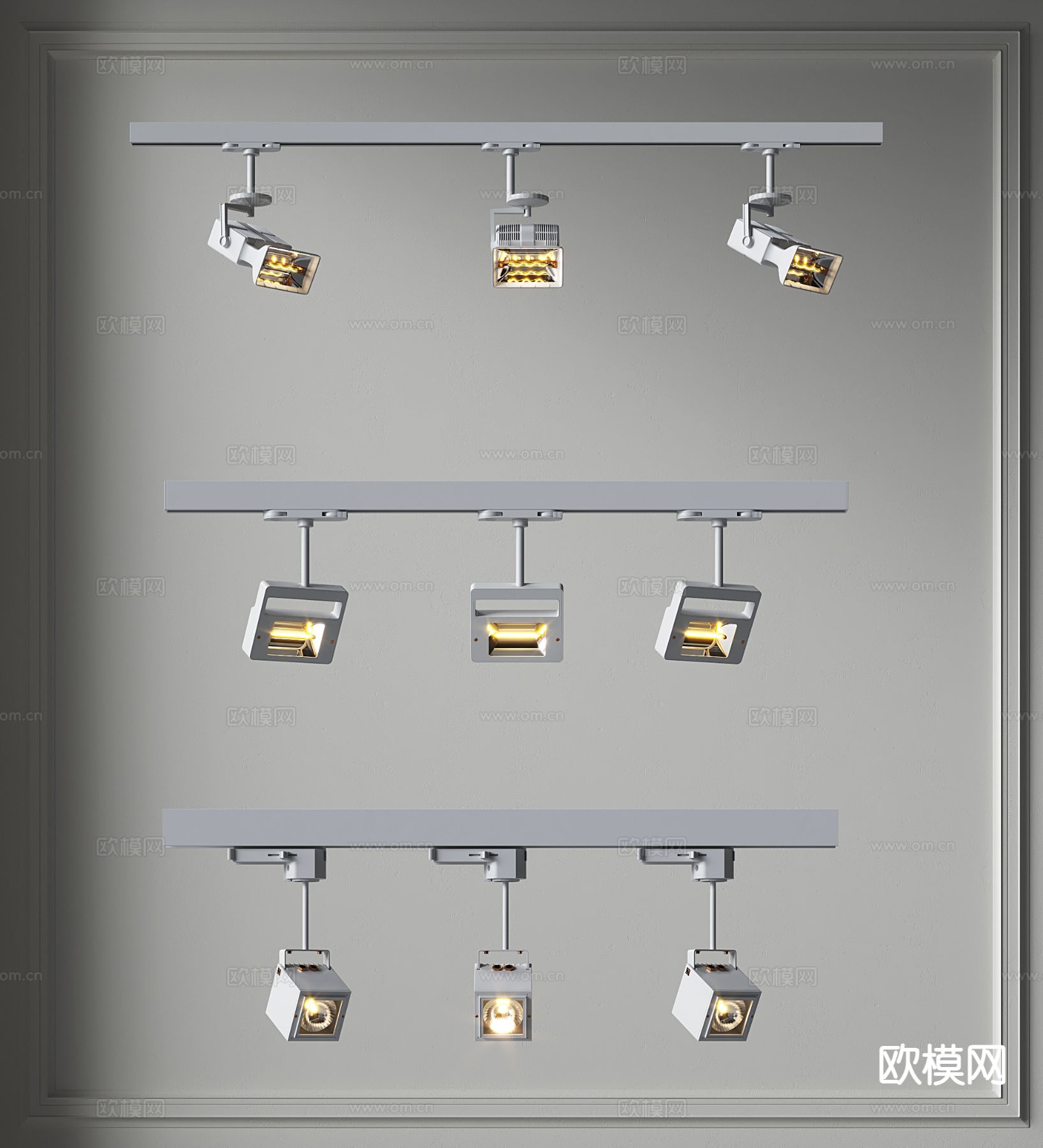 现代轨道射灯3d模型
