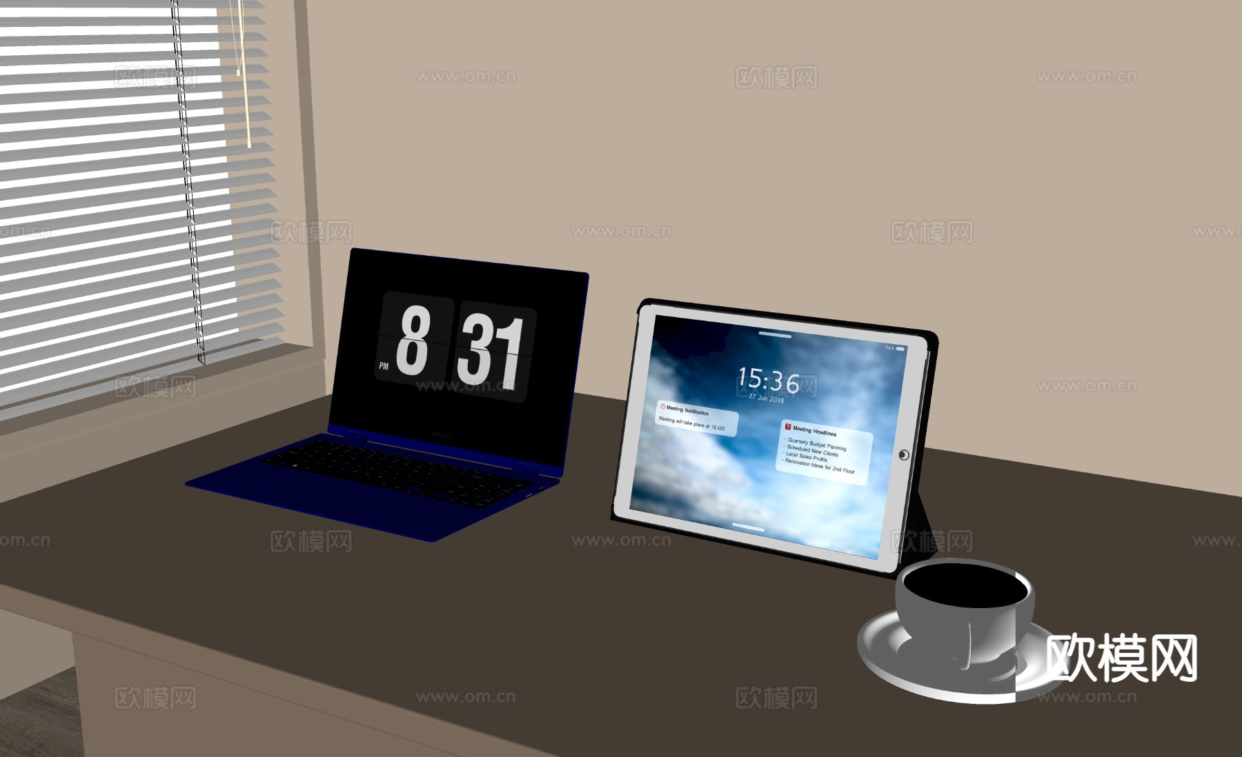 现代笔记本电脑 平板电脑su模型下载（渲染图1）