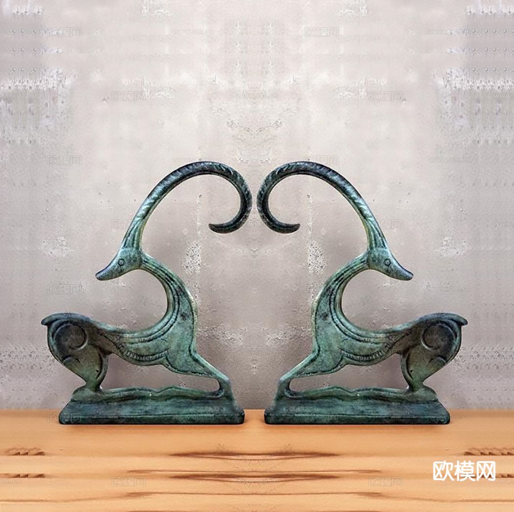 青铜雕塑 艺术摆件su模型下载（渲染图2）