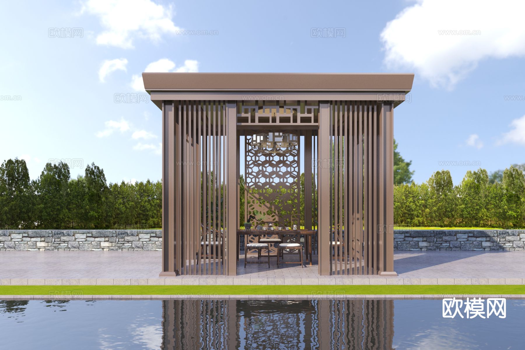 新中式亭子 景观亭 凉亭3d模型下载