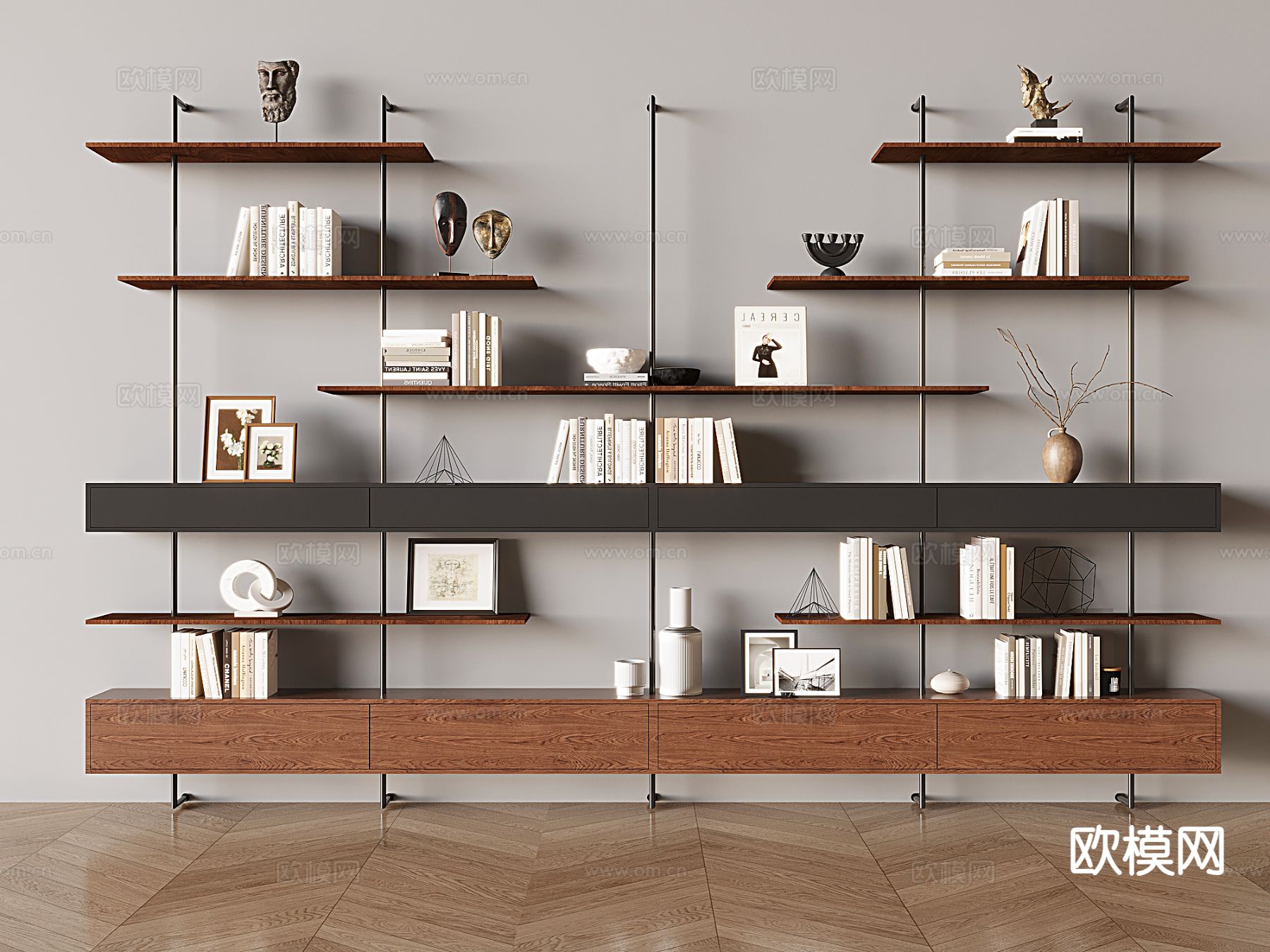 北欧书架 铁艺书架su模型下载（渲染图2）