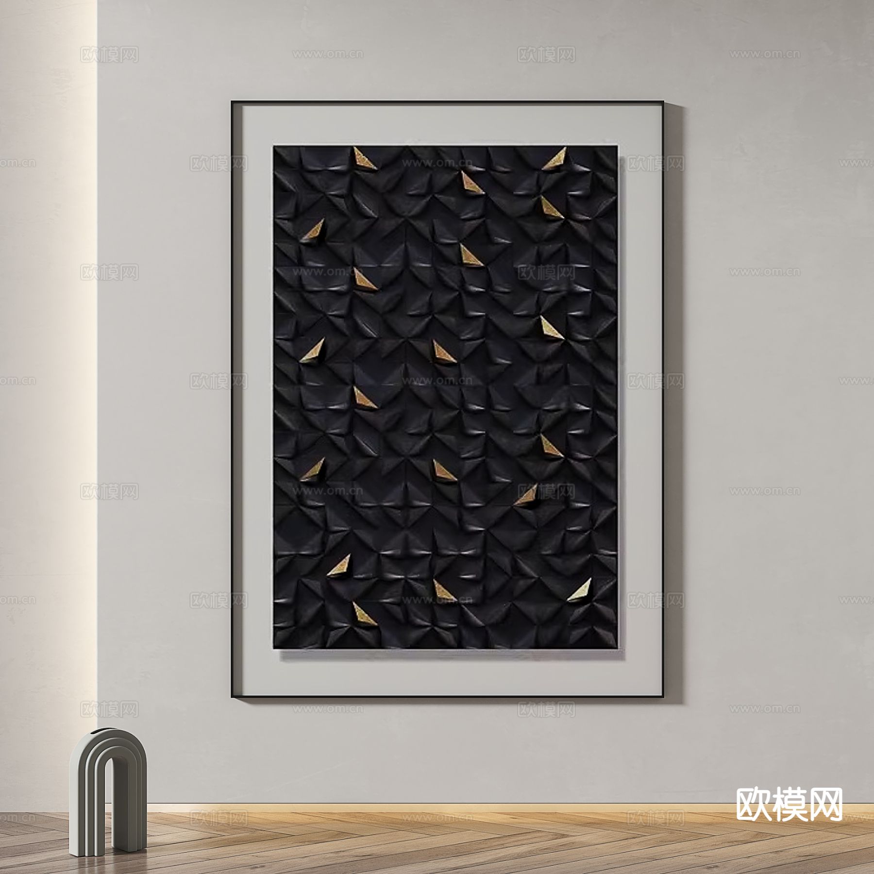 现代立体画 黑色挂画 装饰画3d模型