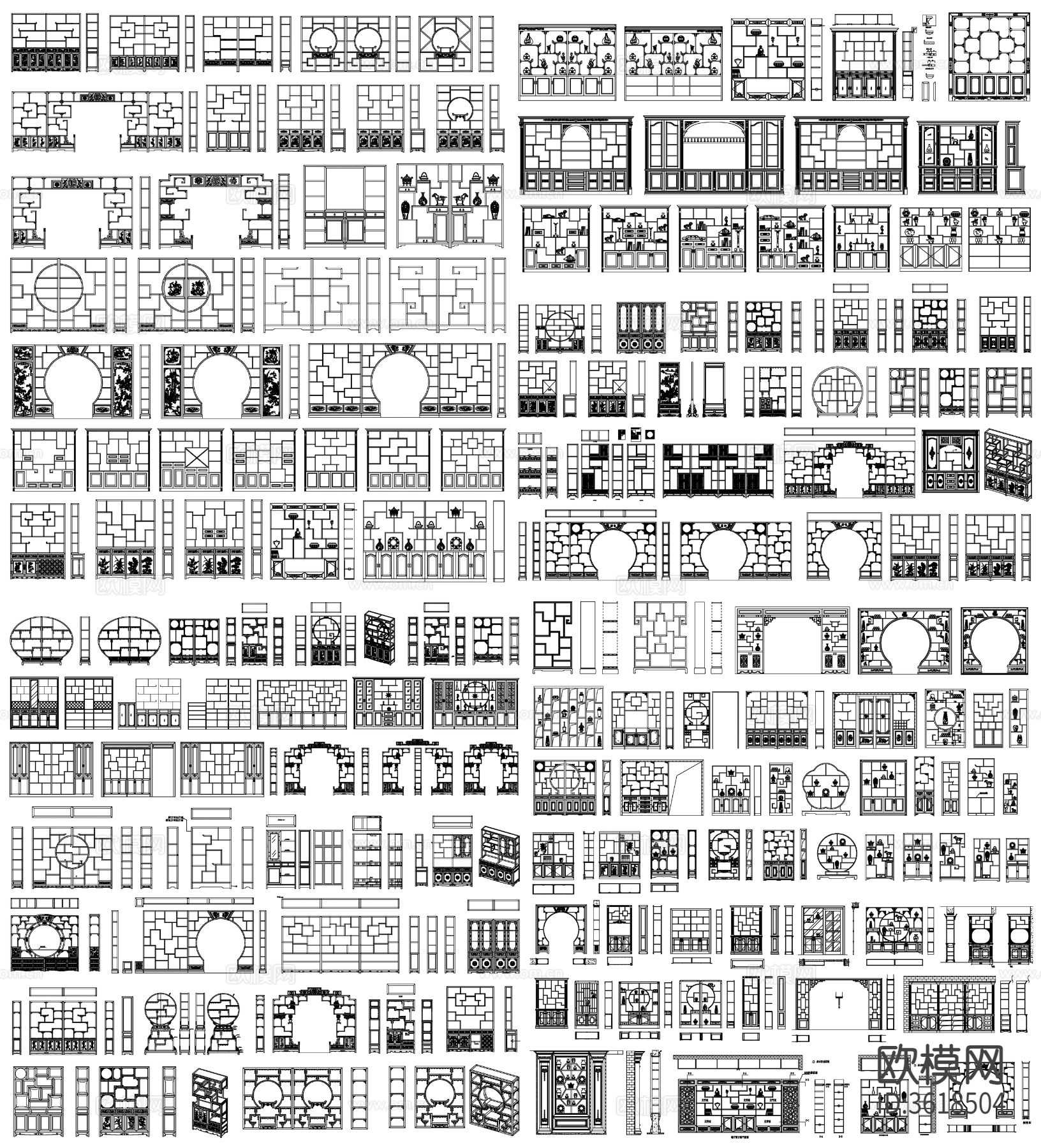 博古柜 博古架 博古柜设计 博古架设计 装饰柜cad图库下载（渲染图1）