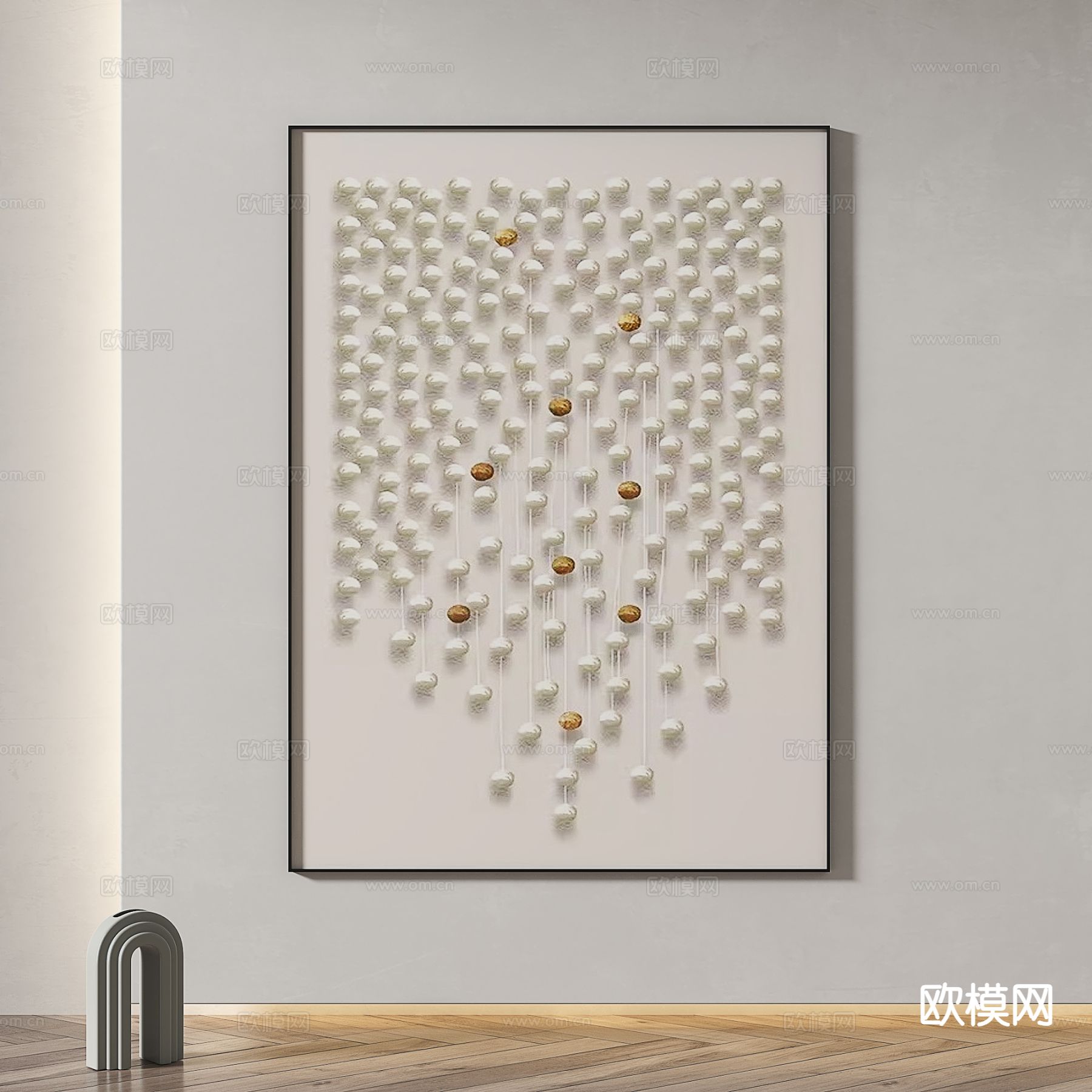 现代抽象挂画 白色挂画 装饰画3d模型