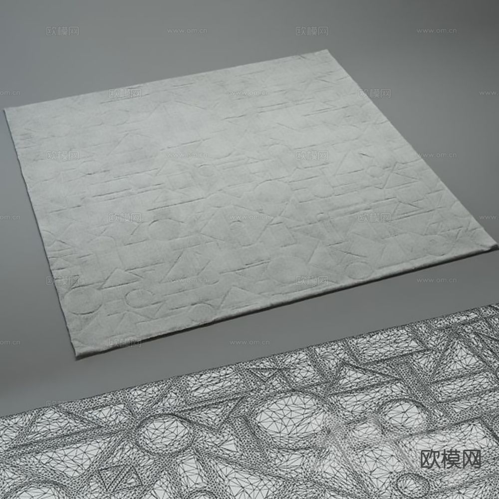 方形地毯  客厅地毯 卧室地毯su模型下载（渲染图2）