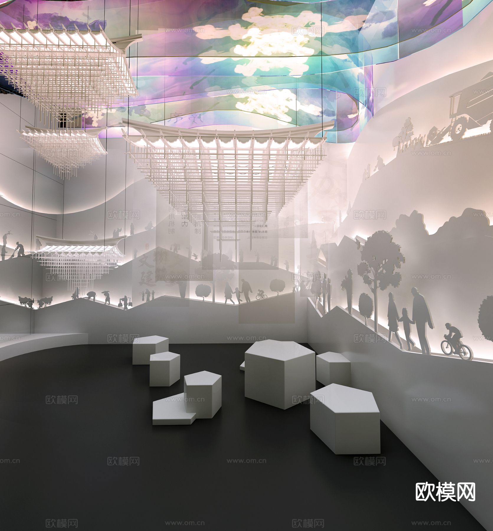 现代展厅 雕刻展厅3d模型