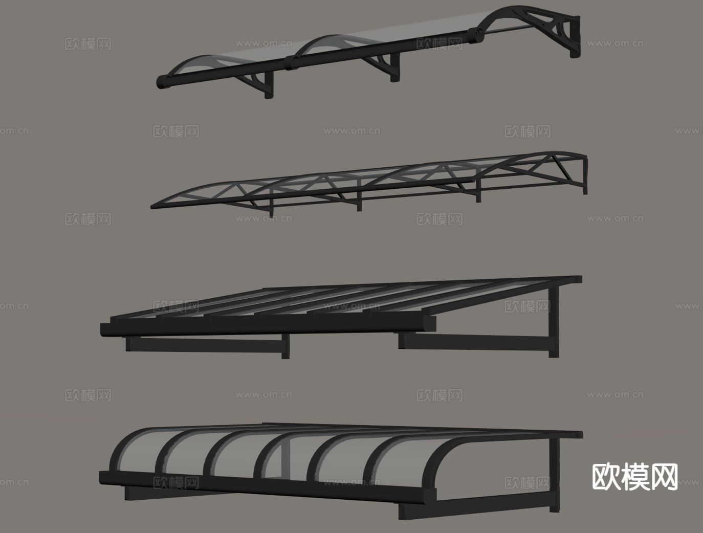 现代玻璃雨棚 遮阳棚su模型下载（渲染图1）