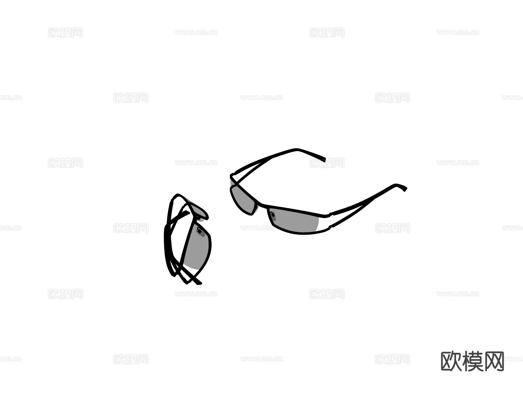 现代眼镜 近视眼镜su模型下载（渲染图1）