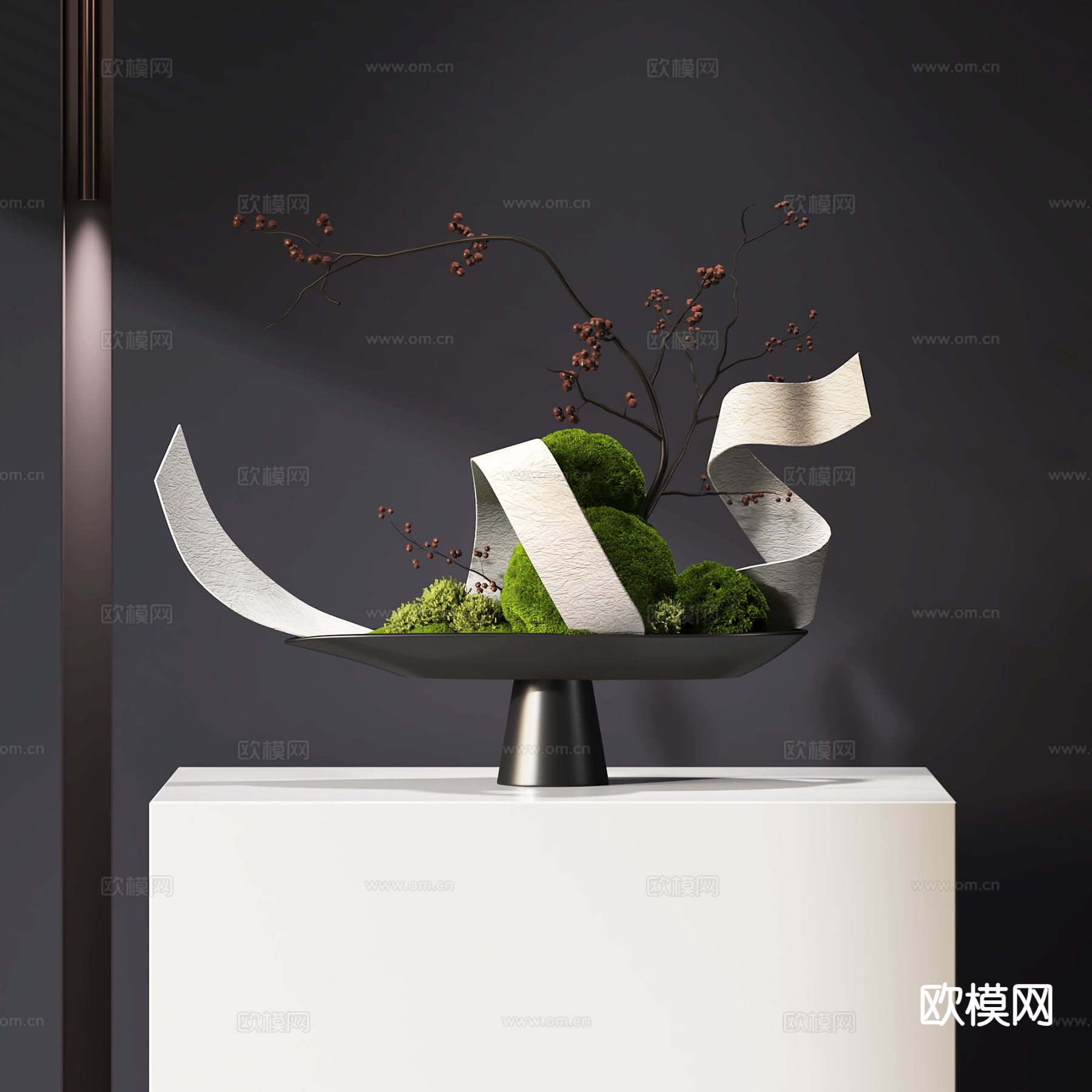 现代苔藓盆景3d模型