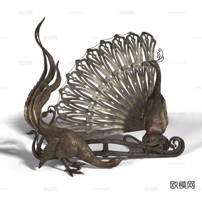动物雕塑 孔雀雕塑su模型下载（渲染图2）
