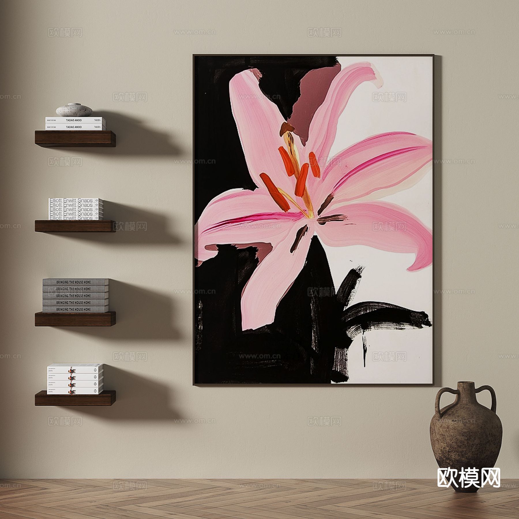 中古风挂画 花朵挂画 装饰画3d模型