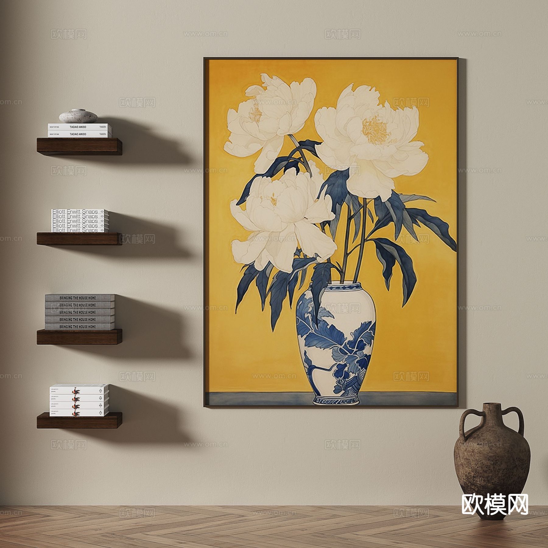 中古风挂画 花朵挂画 装饰画3d模型