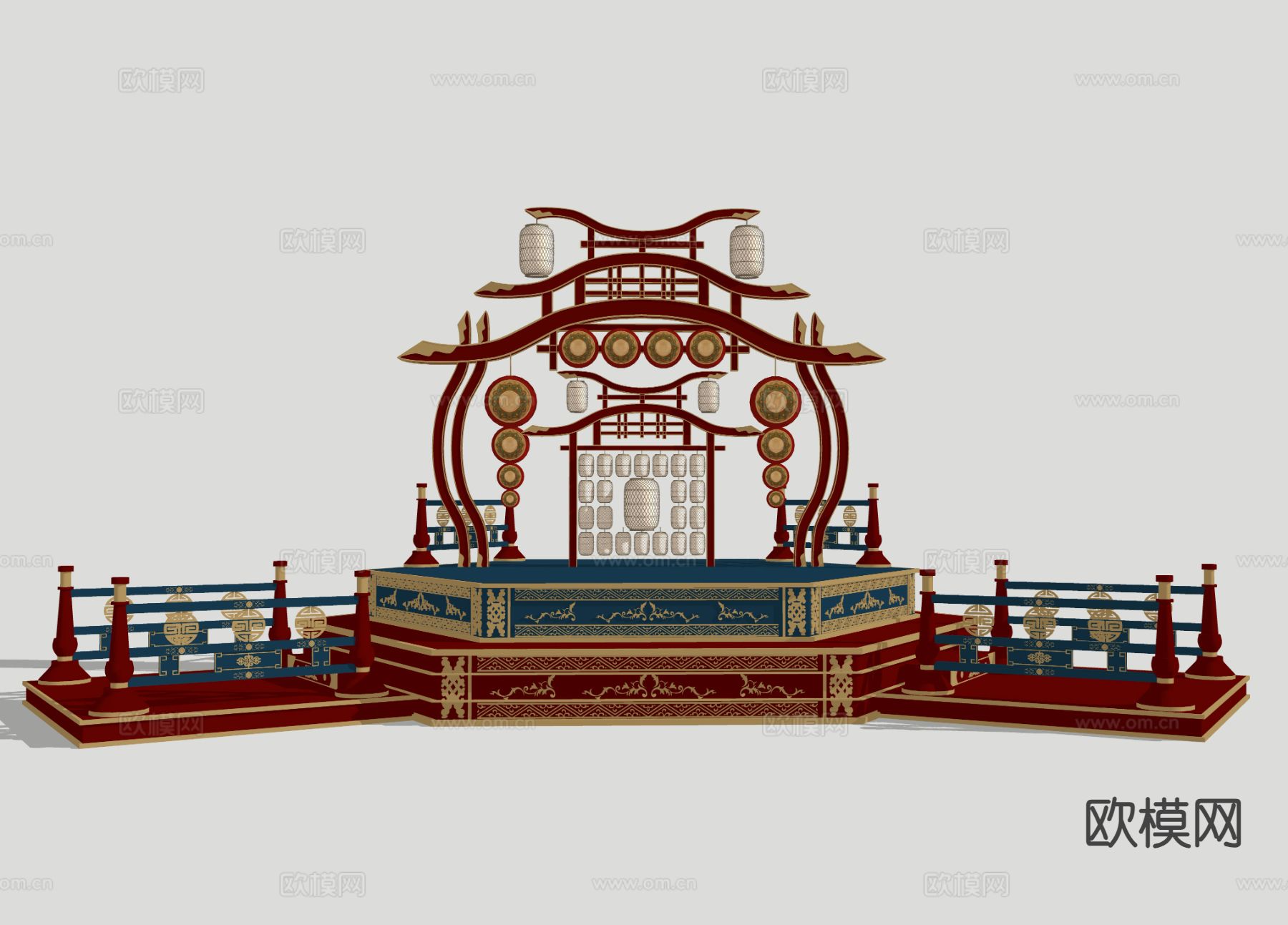 新中式舞台 国潮舞台 网红美陈3d模型