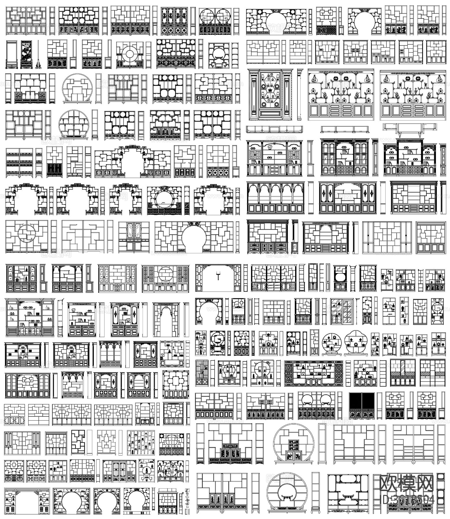 博古柜 博古架 博古柜设计 博古架设计 装饰柜cad图库下载（渲染图2）