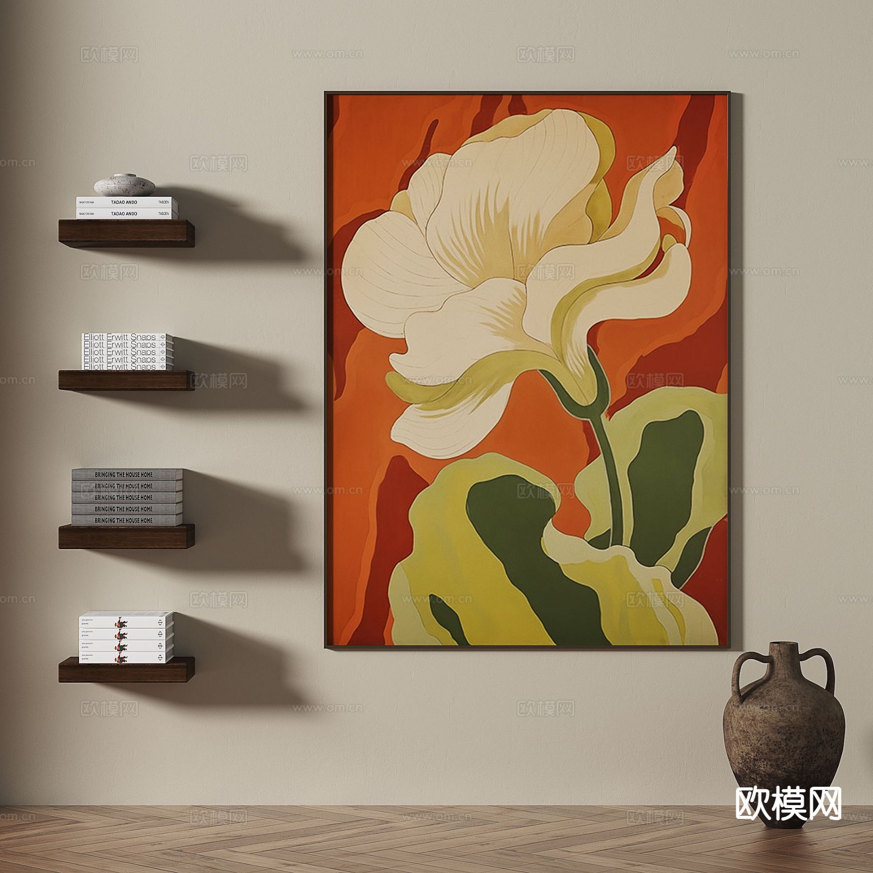 中古风挂画 花朵挂画 装饰画3d模型