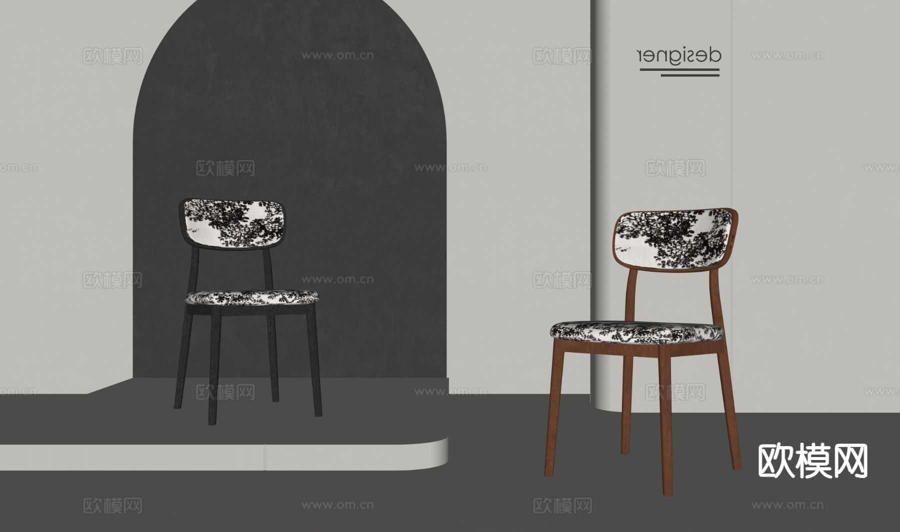 法式餐椅 单椅su模型下载（渲染图1）