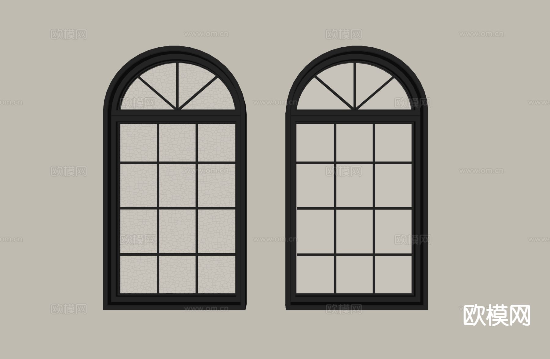 法式窗户 平开窗 玻璃窗su模型下载（渲染图1）