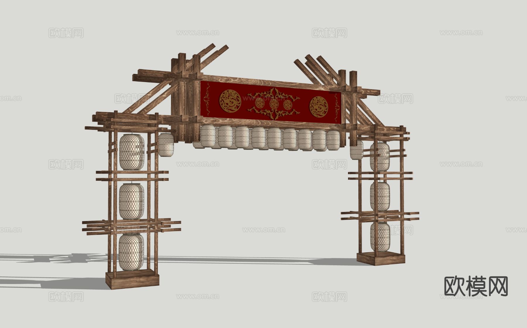 新中式古建牌坊 牌楼 门楼 景区入口3d模型