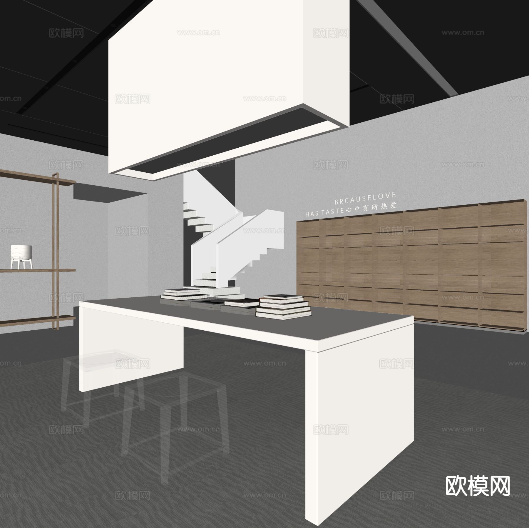 书店 图书馆 阅读室su模型下载（渲染图1）