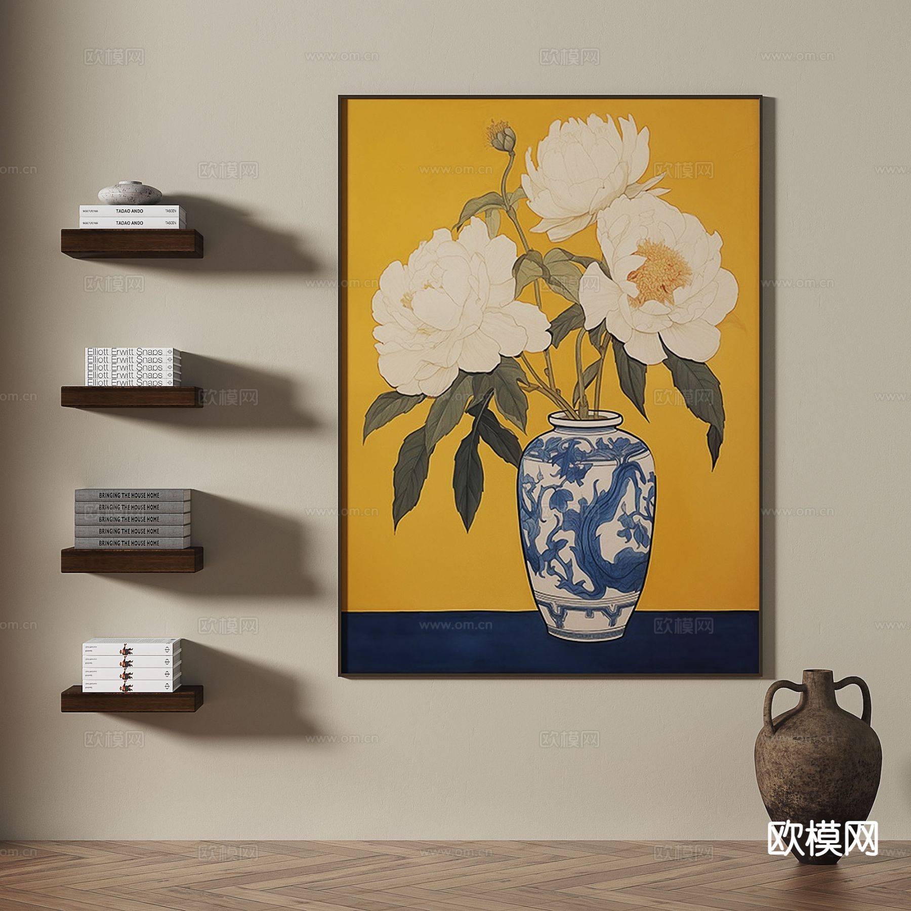 中古风挂画 花朵挂画 装饰画3d模型