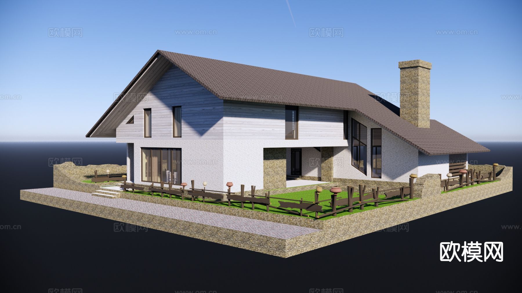 别墅外观su模型下载（渲染图2）