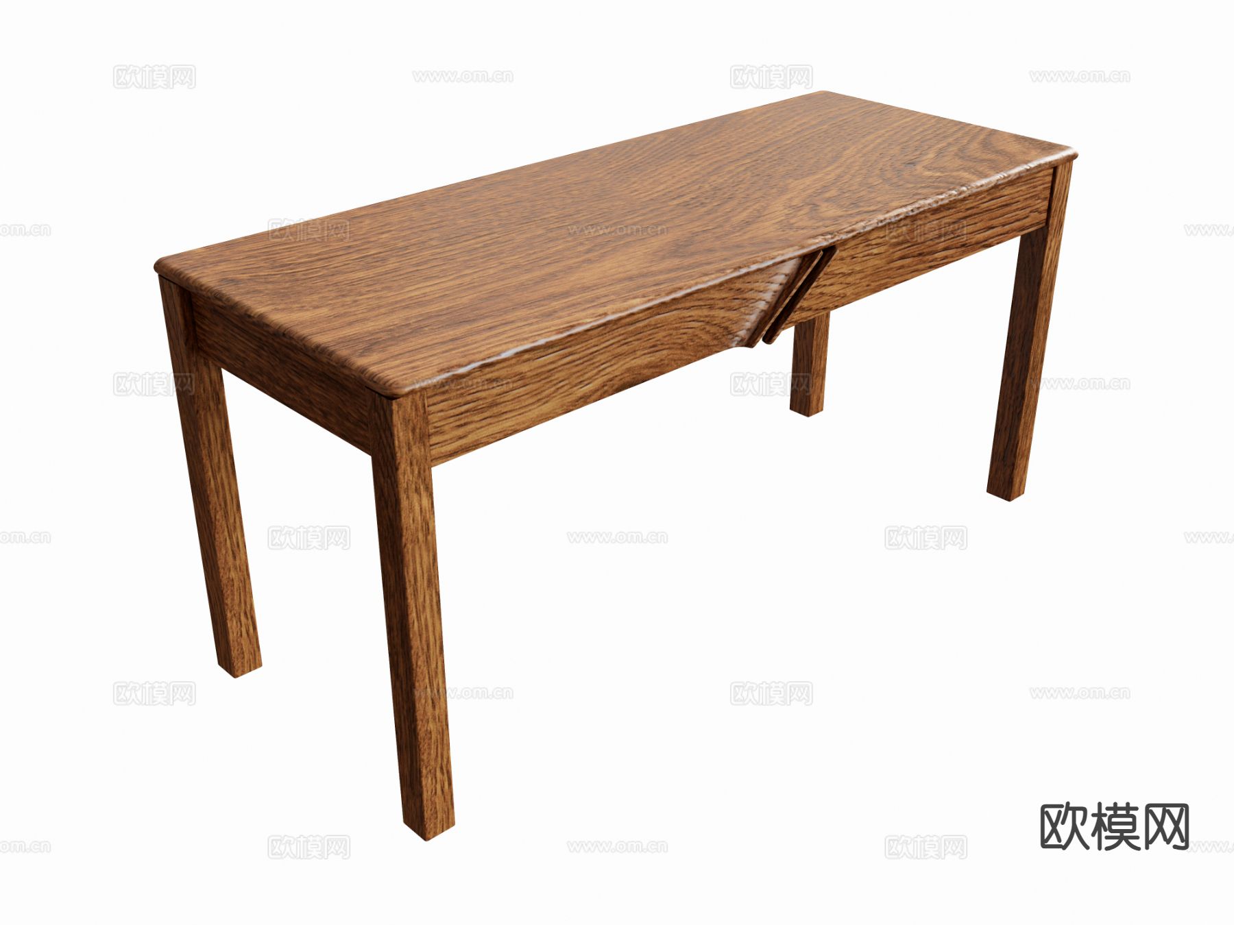 原木风书桌su模型下载（渲染图2）