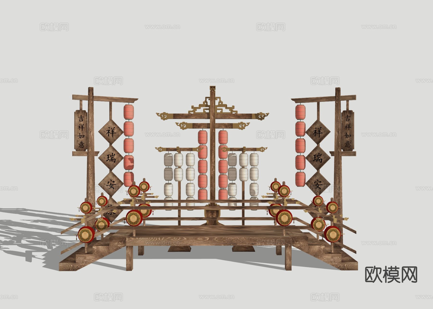 新中式国潮舞台 网红美陈 商场美陈装置3d模型