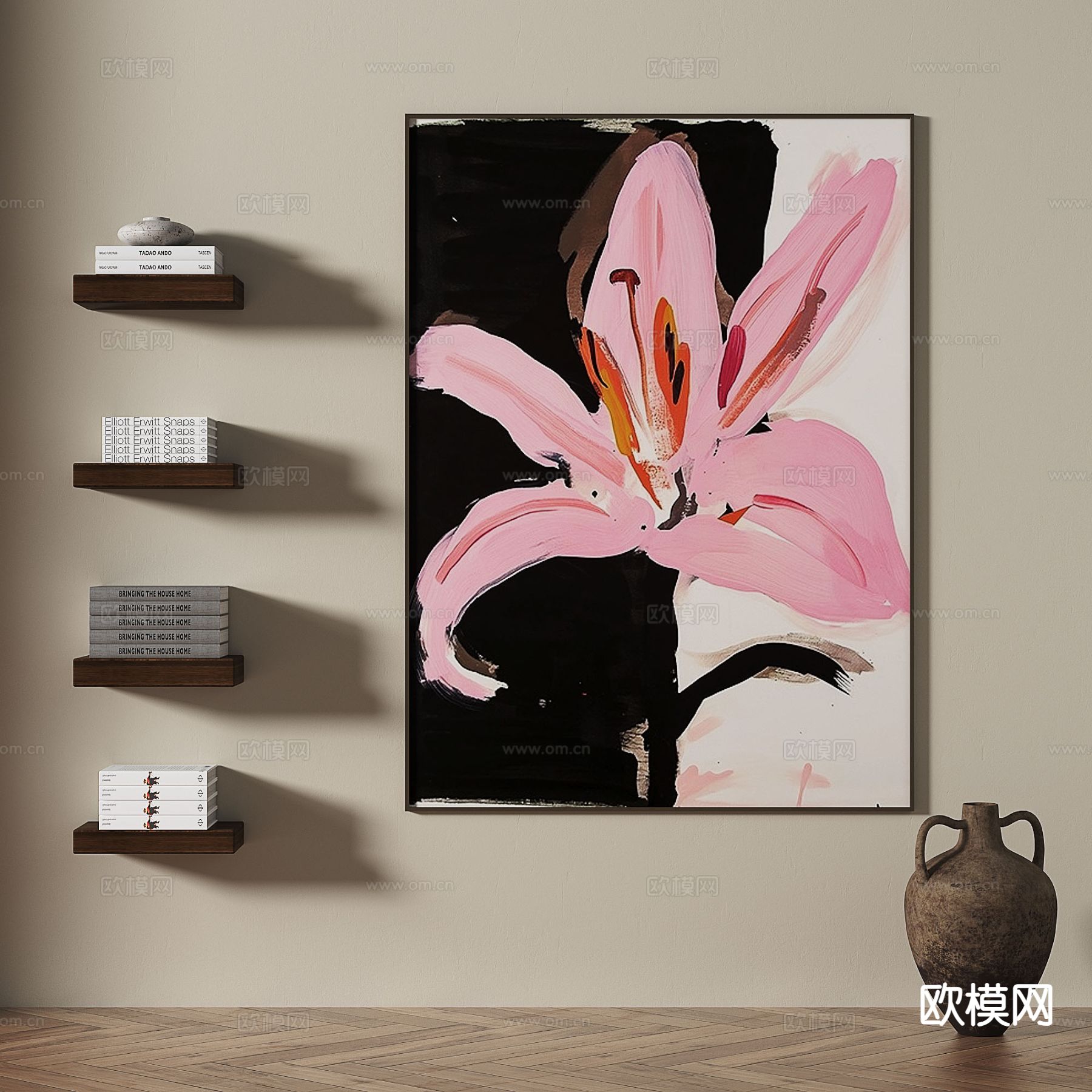 中古风挂画 花朵挂画 装饰画3d模型