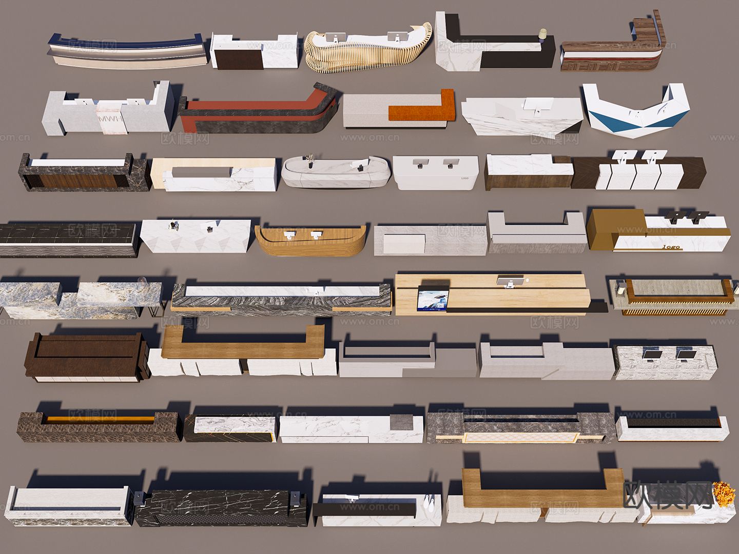 现代前台 接待台 服务台 收银台su模型下载（渲染图2）