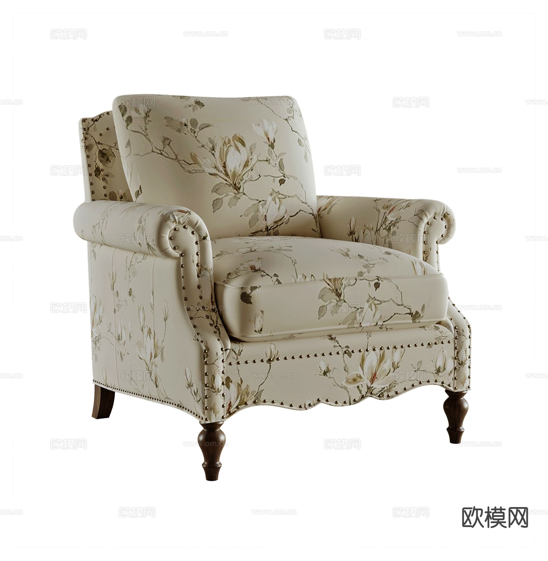 法式单人沙发 休闲沙发3d模型下载
