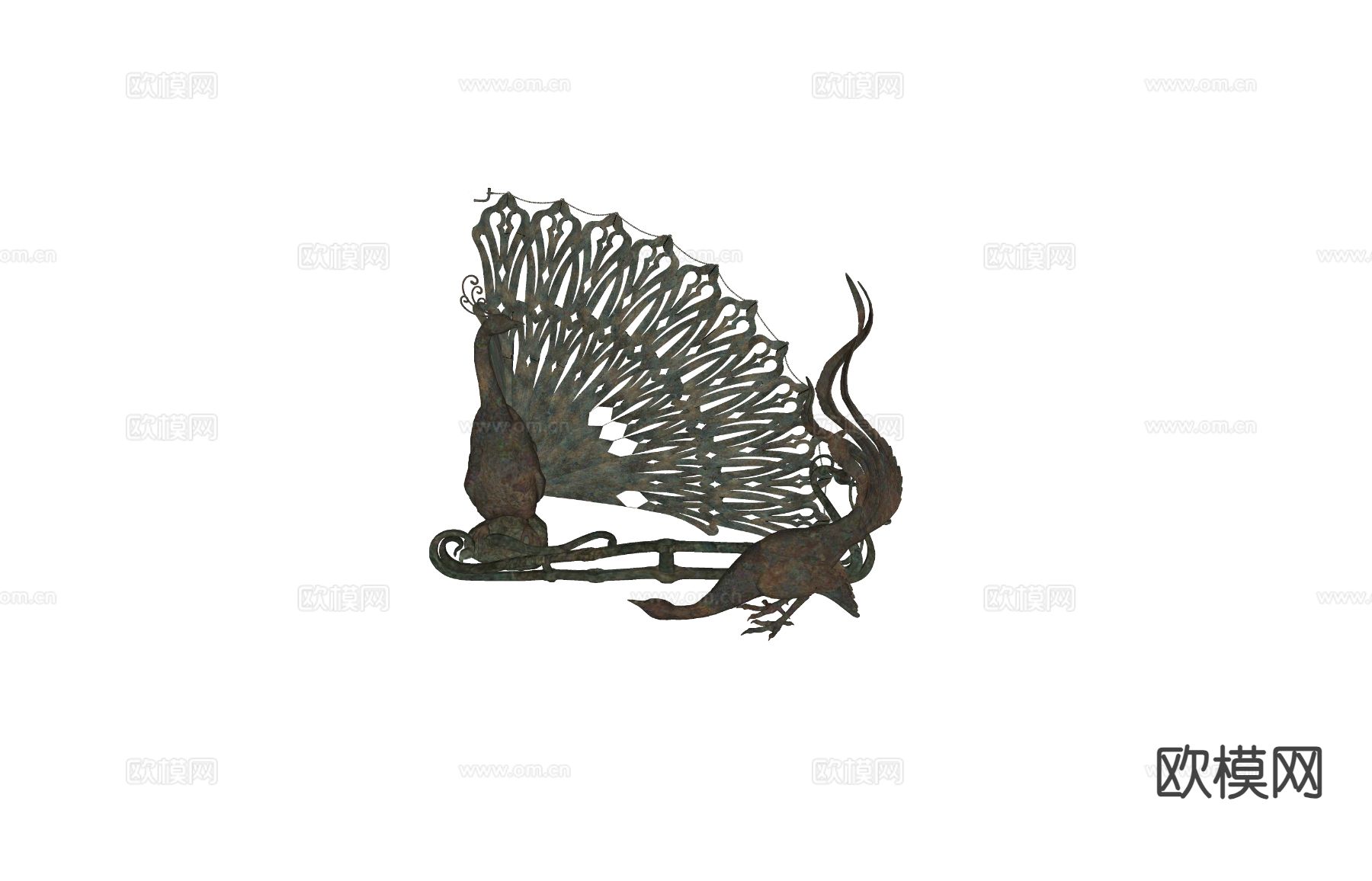 动物雕塑 孔雀雕塑su模型下载（渲染图1）